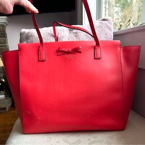 Kate Spade Large Geranium Taden Sawyer Street Leather Tote